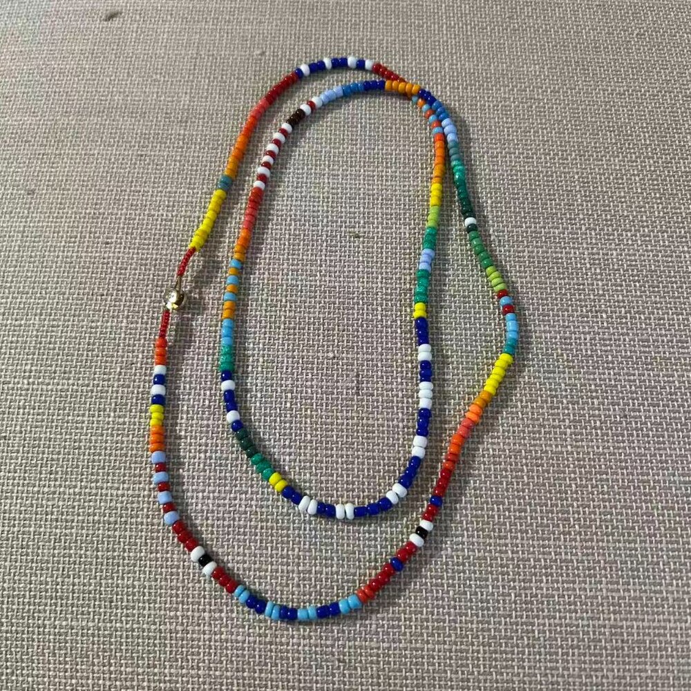 Roxanne Assoulin Rainbow Beaded Gold-Tone Long Necklace - Picture 2 of 3
